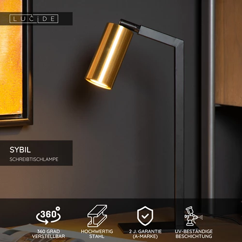 Lucide SYBIL - Schreibtischlampe - 1xGU10 - Schwarz - USP